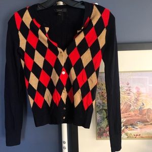 JCREW Navy Blue Color Block Cardigan